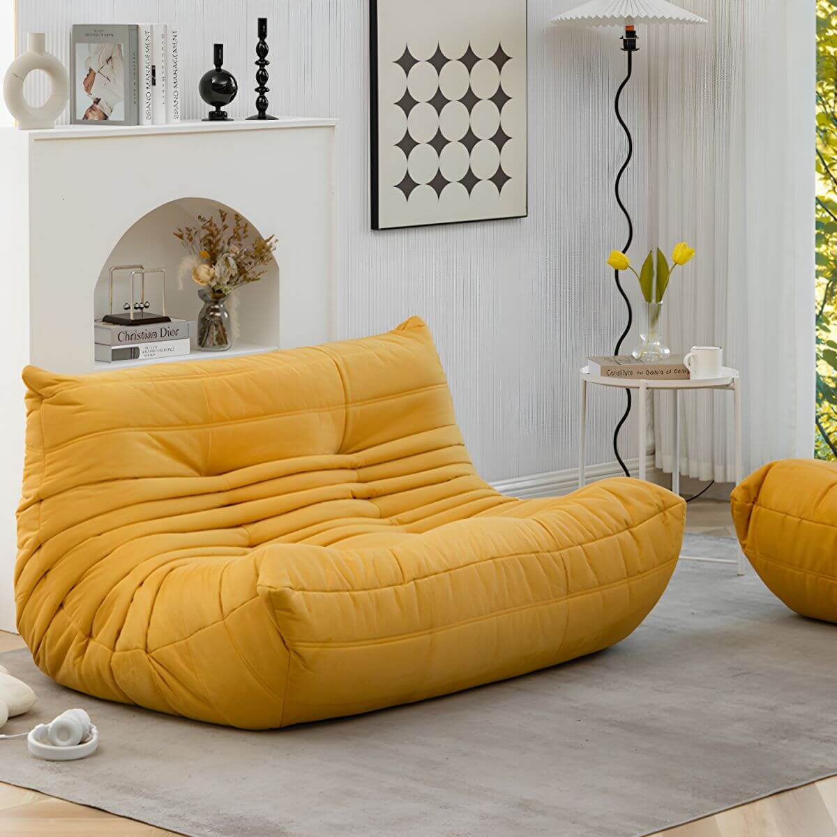 Microfiber leather bean bag chair for two