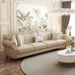 Comfortable seating arrangement with leather sofa