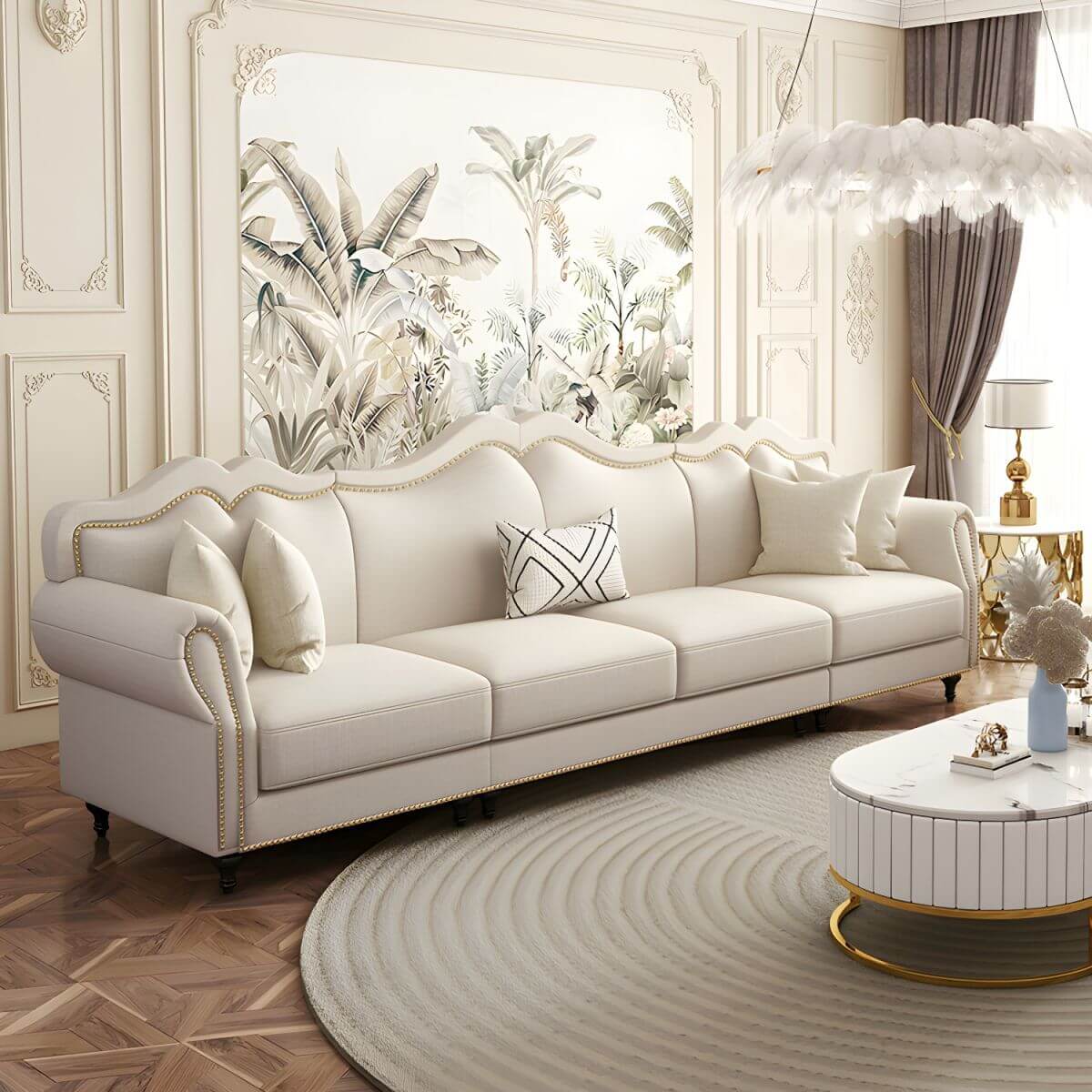 Extra Long Modern Leather Sofa front view