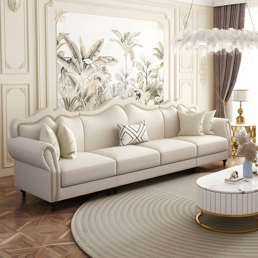 Extra Long Modern Leather Sofa front view