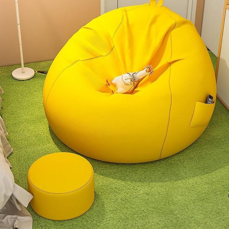 Fabric Round Classic Bean Bag in Yellow
