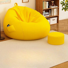 Fabric Round Classic Bean Bag in Yellow