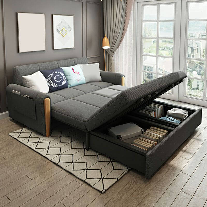 Foldable sofa bed in an apartment