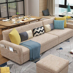 Fabric sofa with modern design in living room