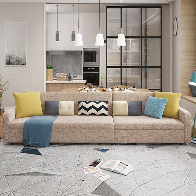 ファブリックソファ モダンスタイル リビングルーム 小規模アパートメント 背もたれソファベッド サブ画像