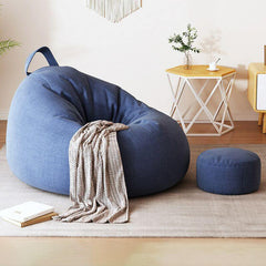 Cozy Grey Bean Bag Chair with Ottoman