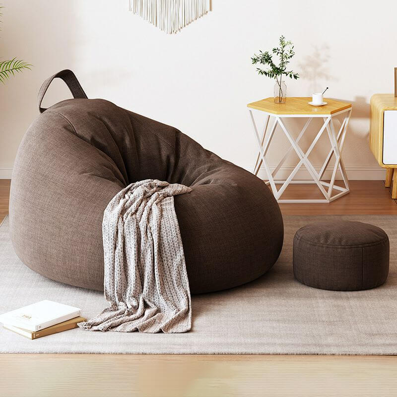 Fabric Storage Bean Bag Chair & Ottoman with Removable Cover