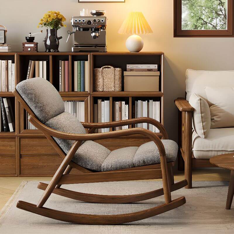 Light Gray upholstered rocking armchair Image principale du produit