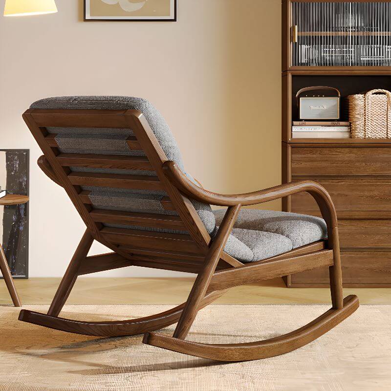 Fauteuil à bascule rembourré en tissu avec dossier arrière Image secondaire du produit