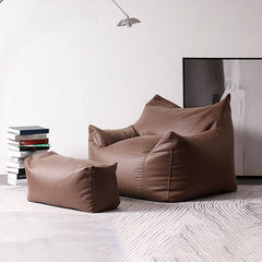 faux leather bean bag chair in living room