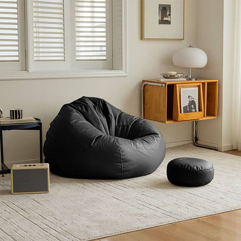 Faux Leather Lazy Bean Bag Chair in a stylish setting