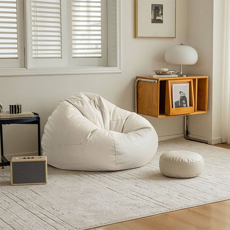 Faux Leather Lazy Bean Bag Chair in mint green