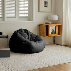 Faux Leather Lazy Bean Bag Chair in black