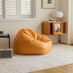 Faux Leather Lazy Bean Bag Chair showing storage compartment