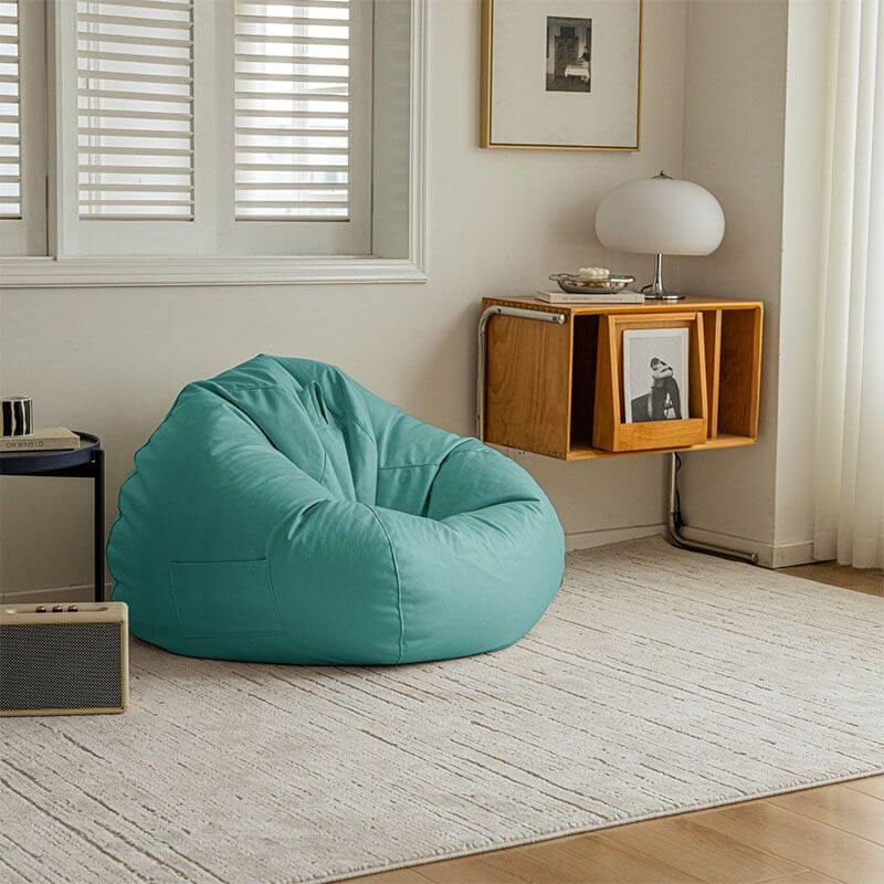 Faux Leather Lazy Bean Bag Chair in mint green