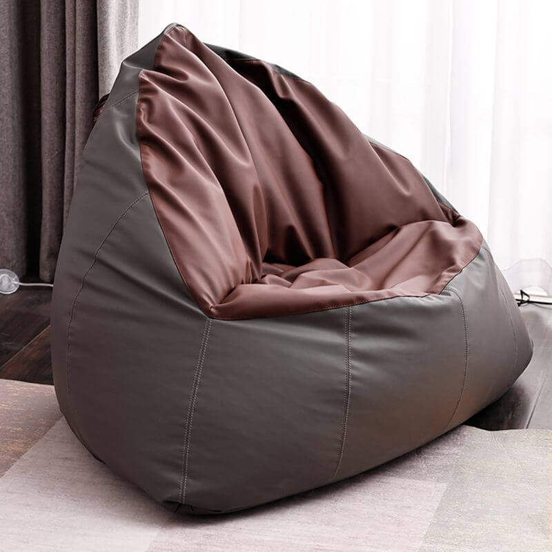 Faux leather bean bag chair in grey メイン画像