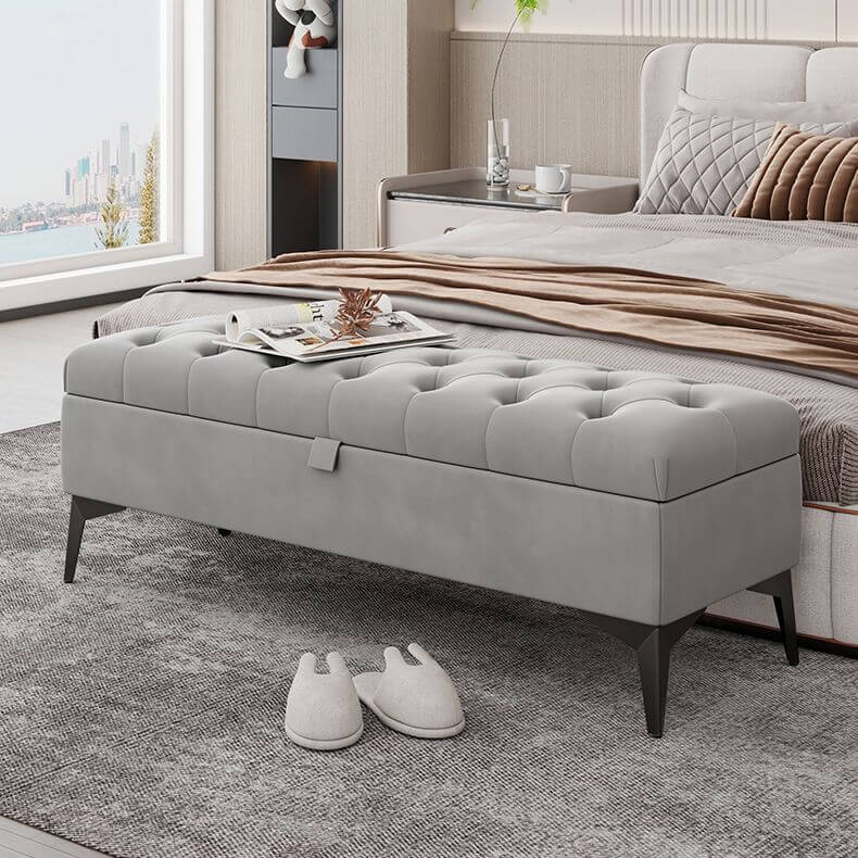 Flannel rectangular storage ottoman in modern style