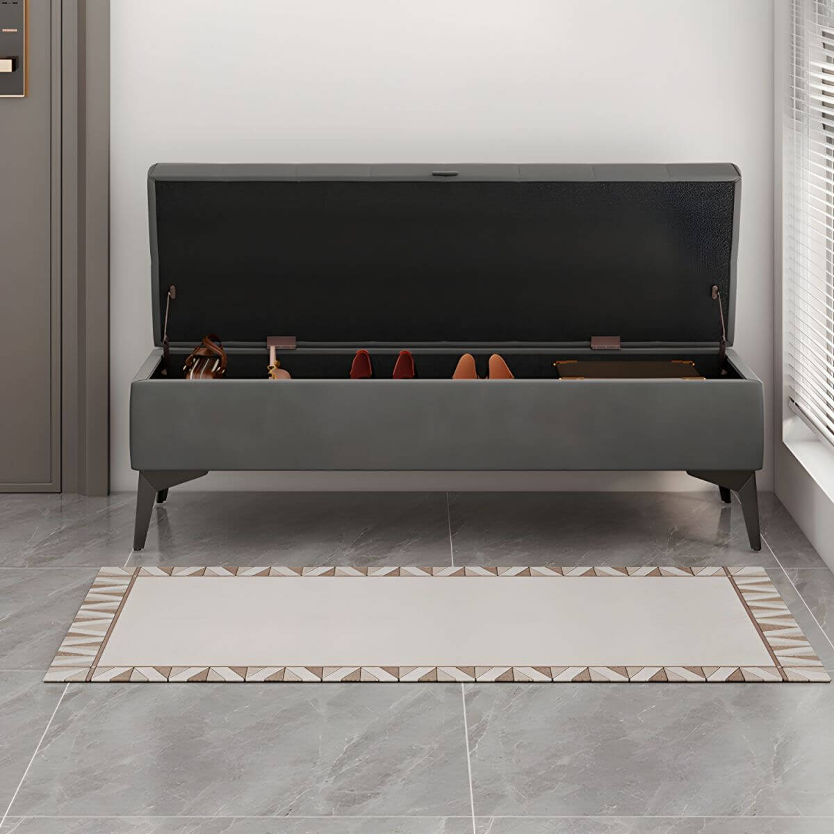 Flanell Rechteckiger Aufbewahrungshocker mit schwarzen Beinen - Moderner Stil Zweitbild