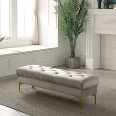 Flannel upholstered modern standard ottoman in grey