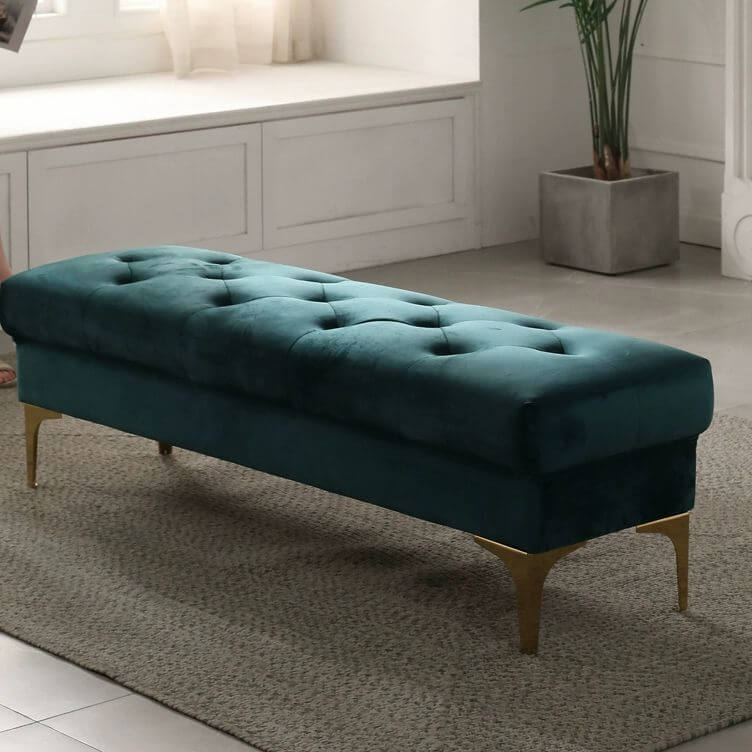 Ottoman Estándar Moderno Revestido en Franela - Forma Rectangular - Sin Desgaste - Color Sólido Imagen secundaria del producto