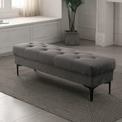 Comfortable gray ottoman in living room