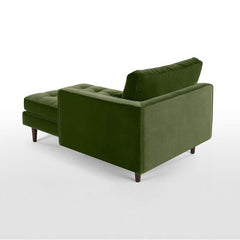 Flannel Upholstered Reclining Chaise Lounge Right Arm Green