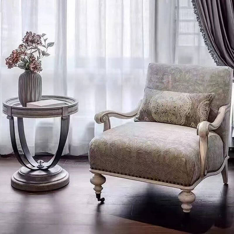 French Country Style Arm Chair with Abstract Pattern Main image