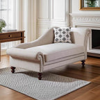 French Detached Foam Reclining Chaise Lounge in Off-White