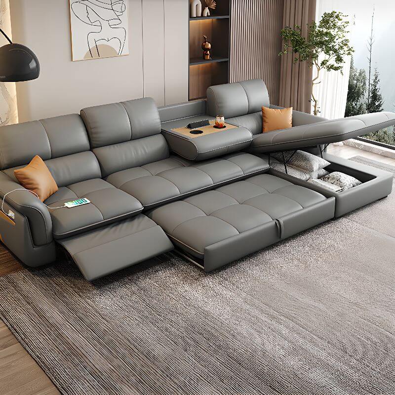 Functional L-Shape Sofa Chaise Front View メイン画像