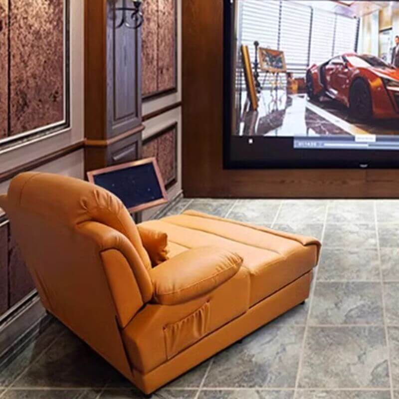 Chaise longue ergonomique électrique à accoudoirs doubles rembourrée en cuir véritable avec contenant/poche et réglable Image secondaire du produit