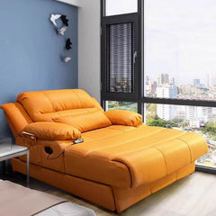 Electric adjustable chaise in leather