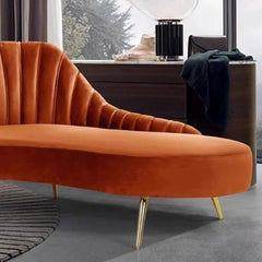 Comfortable Chaise Lounge with Brass Legs