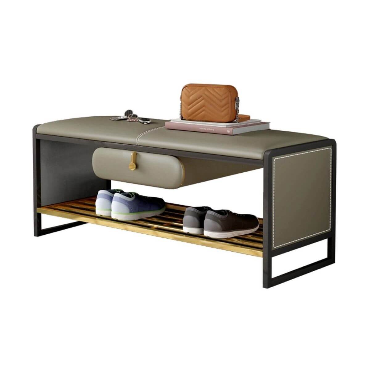 Open storage feature of Glam Faux Leather Ottoman