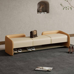 Glam Leather Rectangle Ottoman front view