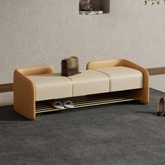 Glam Leather Rectangle Ottoman front view