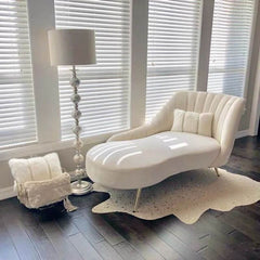 Glam Left-facing Chaise Chair in Black Suede