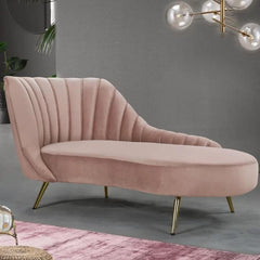 Glam Left-facing Chaise Chair in Pink Suede