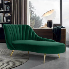 Glam Left-facing Chaise Chair with Metal Frame