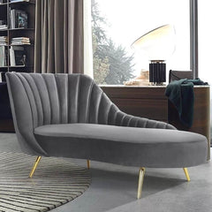 Right-arm chaise lounge in blue upholstery