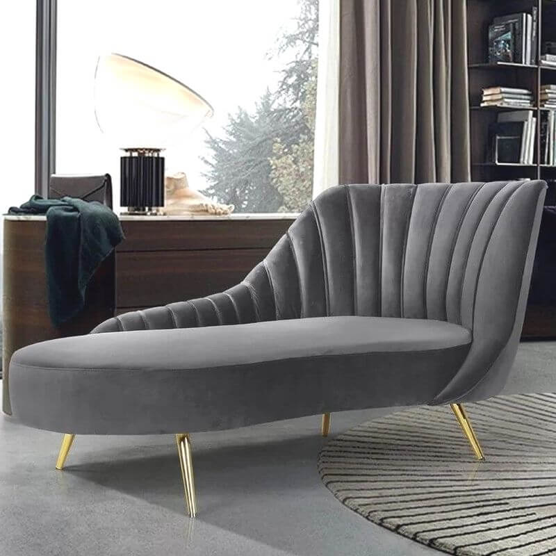 Left-arm chaise lounge in blue color