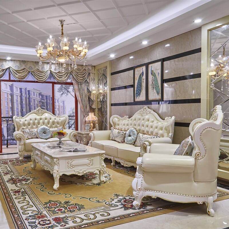 Glamorous cream loveseat in a stylish living room メイン画像