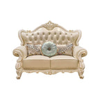 Cream loveseat showcasing modern decor
