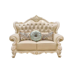 Cream loveseat showcasing modern decor