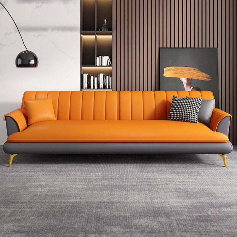 Luxury sofa with plush cushions and pillows