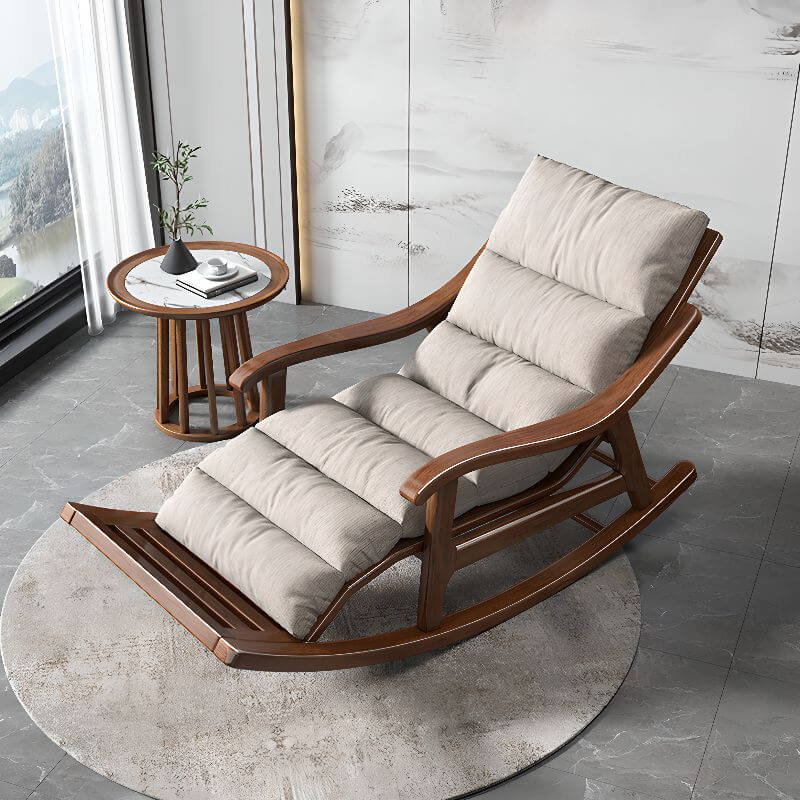 Grey Art Deco upholstered rocking armchair front view Imagen principal del producto