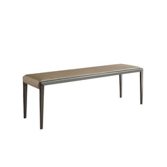 Cushioned seat of grey living room bench