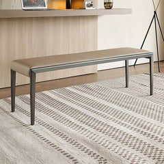 Grey upholstered living room bench side profile