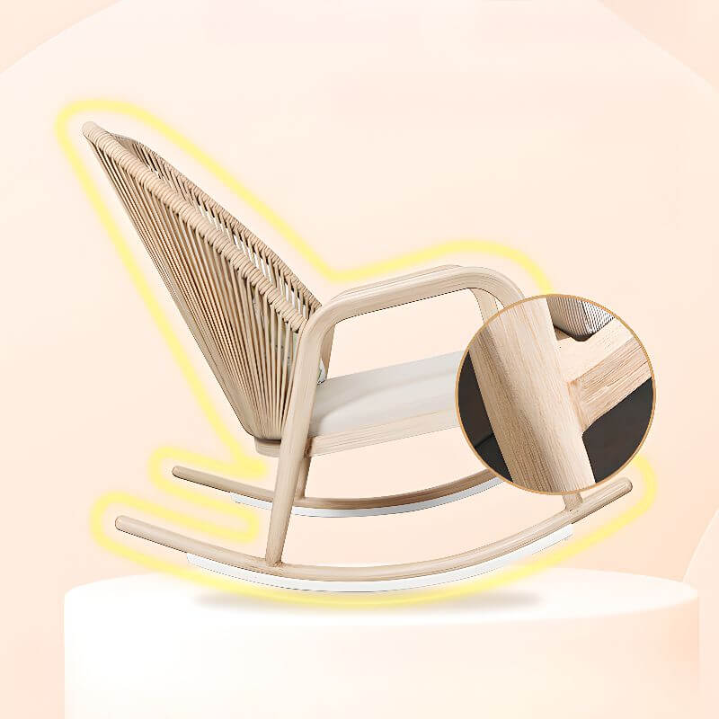 Fauteuil à bascule nordique gris en canne avec rembourrage résistant aux rayures et accoudoir en piste Image secondaire du produit