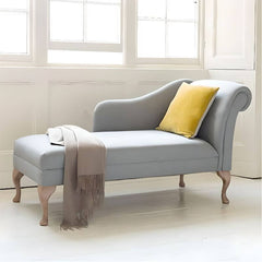 Modern flannel chaise lounge with brown legs