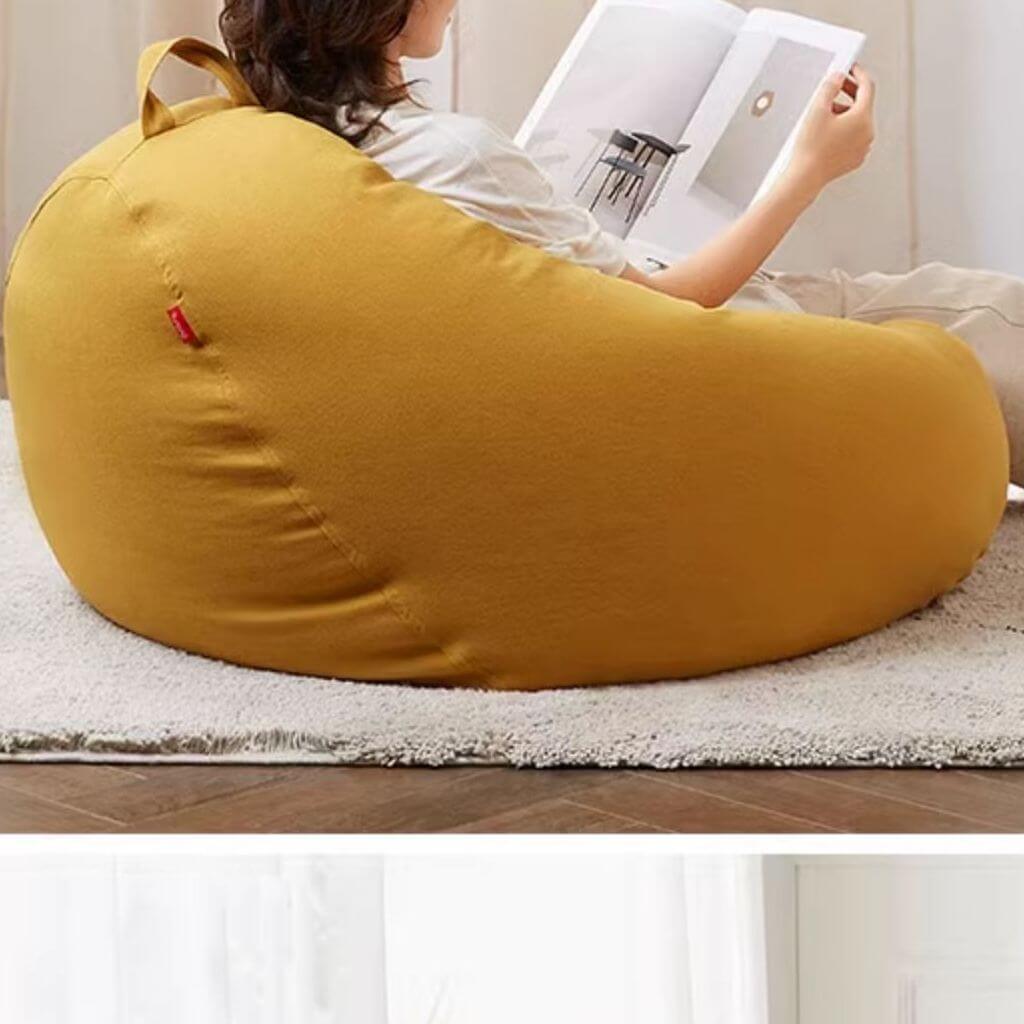 Handy Moveable Polyester Blend Upholstered Bean Bag Chair in Yellow/Blue/Green Secondary image
